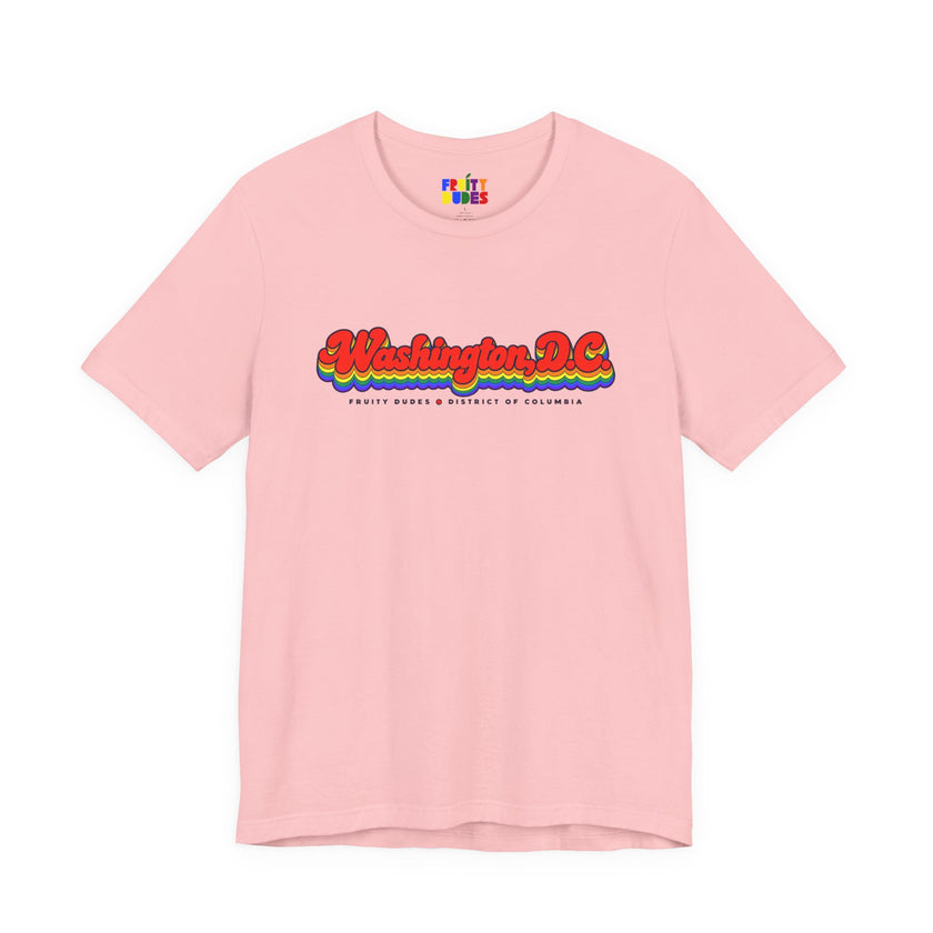 Washington DC Gay Pride | Retro Rainbow District of Columbia T-shirt