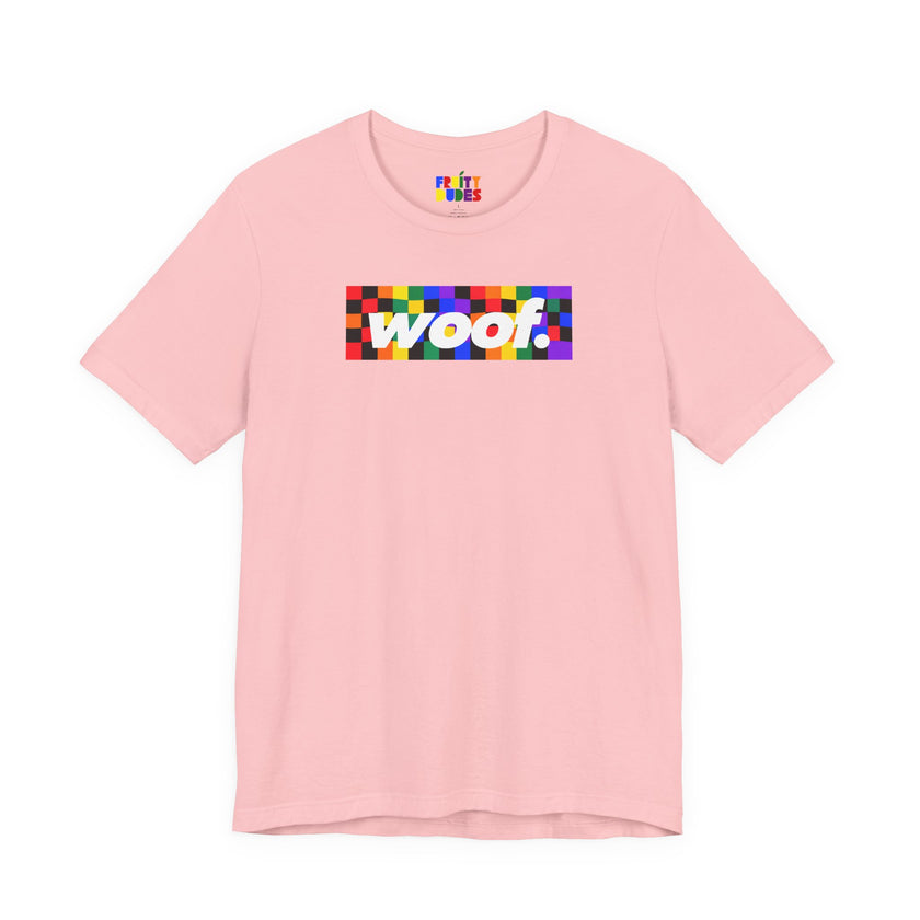 Woof. | Rainbow Check Pride T-shirt