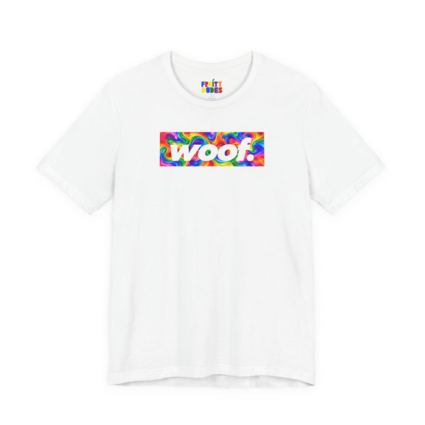 Woof. | Psychedelic Rainbow Swirl Pride T-shirt