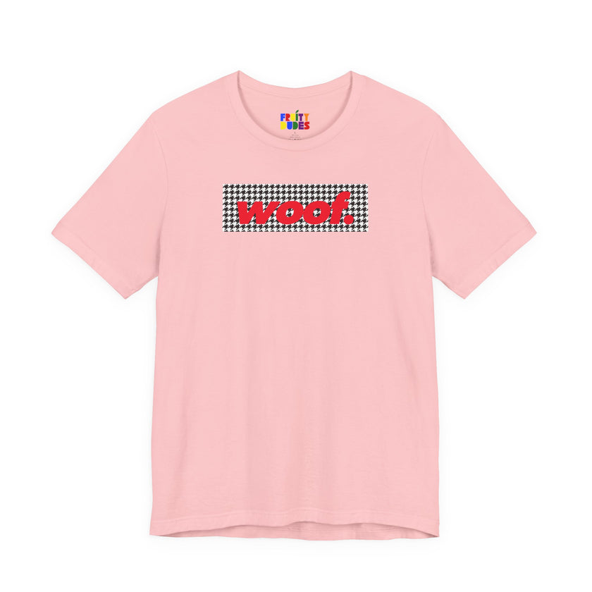 Woof. | Red Houndstooth Pride T-shirt