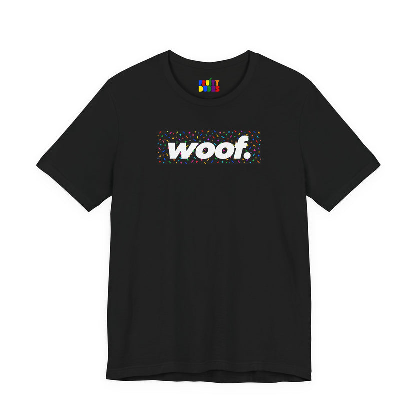 Woof. | Confetti Brights Pride T-shirt
