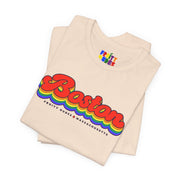 Boston Gay Pride | Retro Rainbow Massachusetts T-shirt