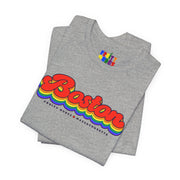 Boston Gay Pride | Retro Rainbow Massachusetts T-shirt