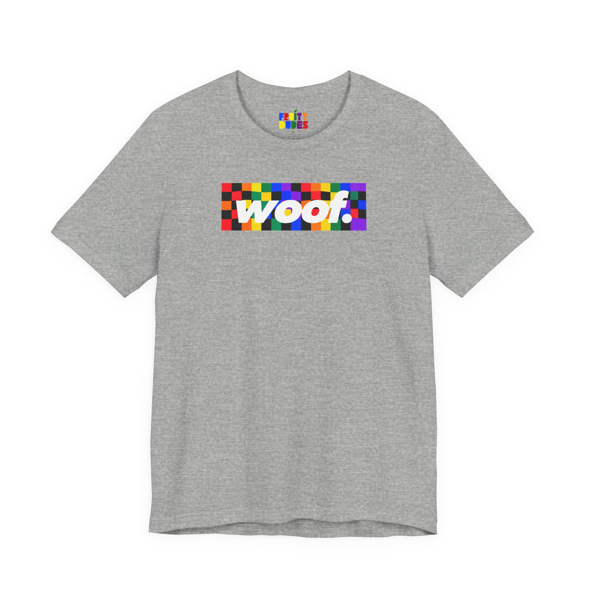 Woof. | Rainbow Check Pride T-shirt