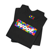 Woof. | Psychedelic Rainbow Swirl Pride T-shirt