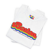 Boston Gay Pride | Retro Rainbow Massachusetts T-shirt